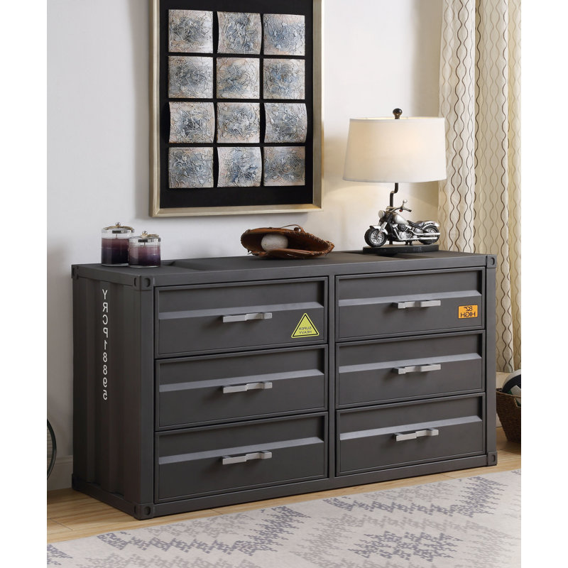 Williston Forge Spandrel 6 Drawer 48.6 Wide Metal Dresser Wayfair